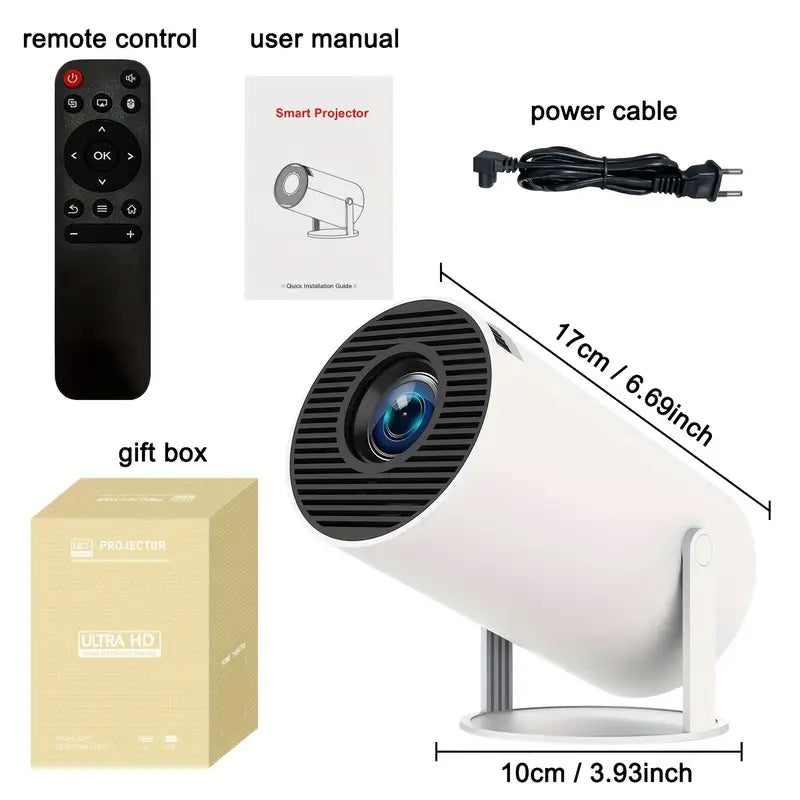 Smart Projektor 4K med WiFi & Bluetooth – Justerbar 180°