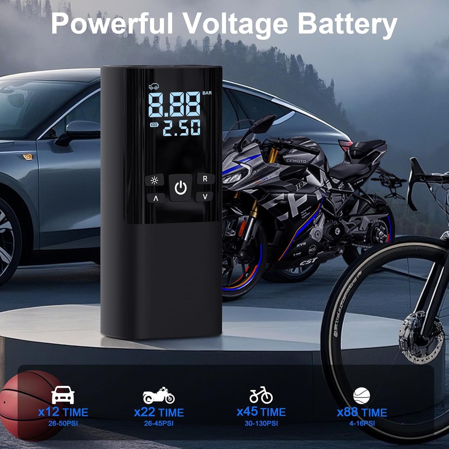 Portabel elektrisk pump med Digital Tryckmätare