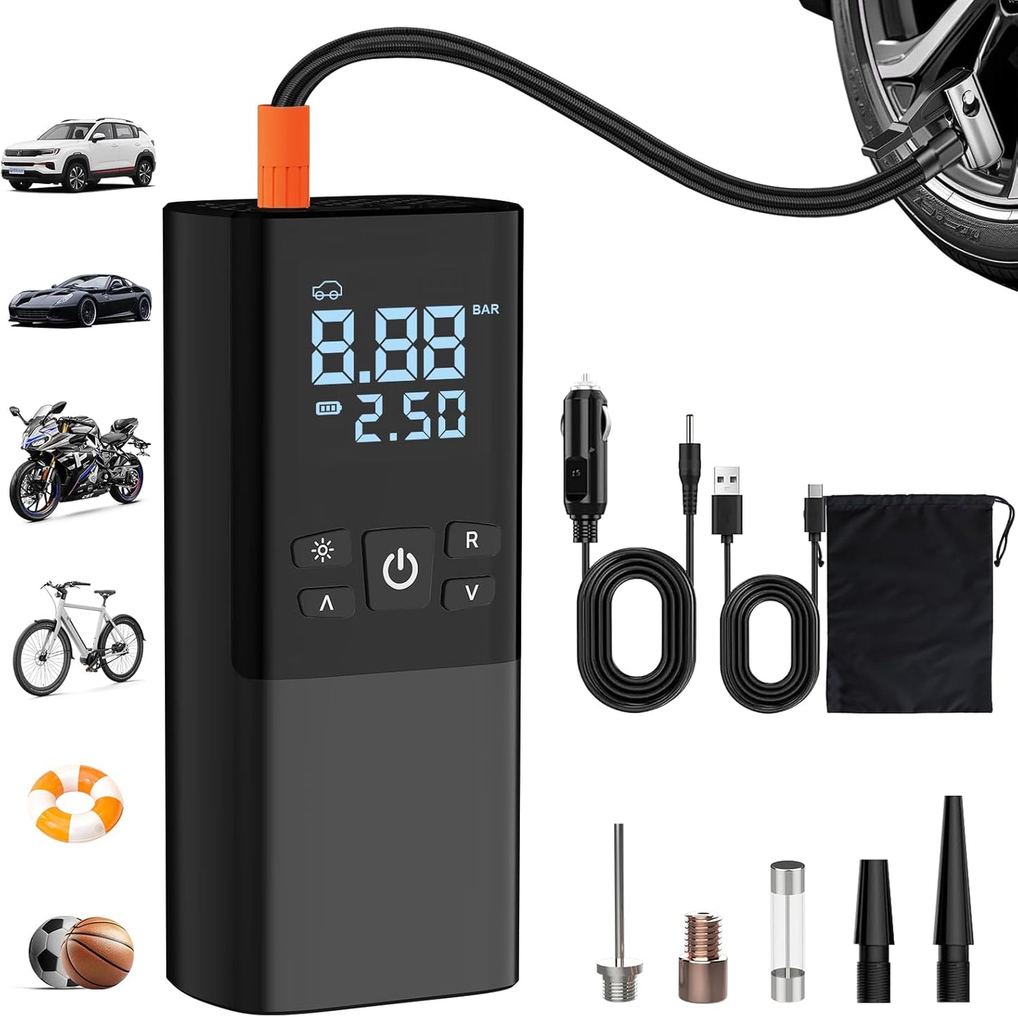 Portabel elektrisk pump med Digital Tryckmätare