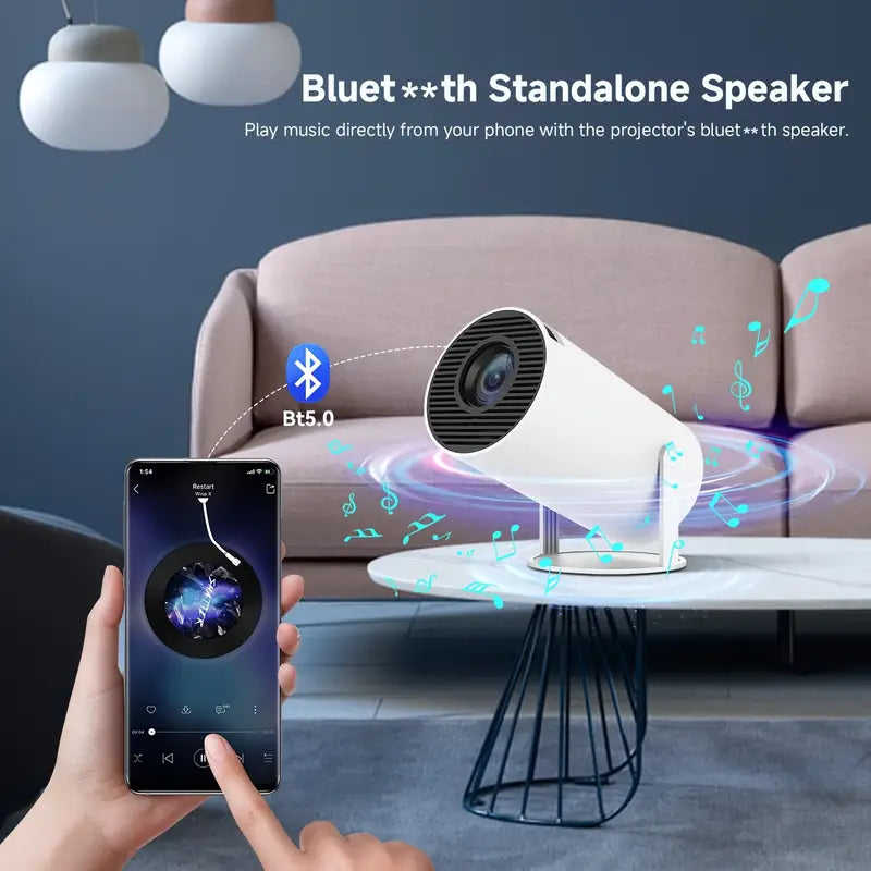 Smart Projektor 4K med WiFi & Bluetooth – Justerbar 180°