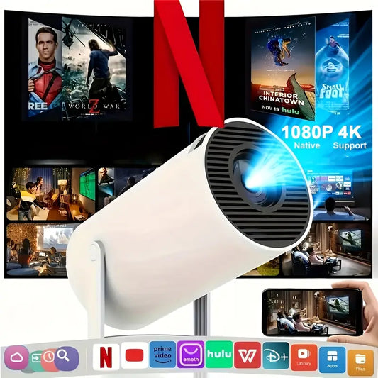 Smart Projektor 4K med WiFi & Bluetooth – Justerbar 180°